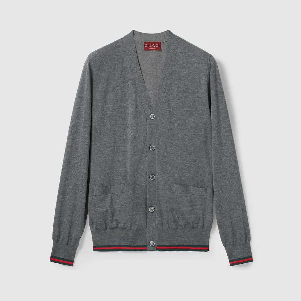 Wool Knit Cardigan With Web