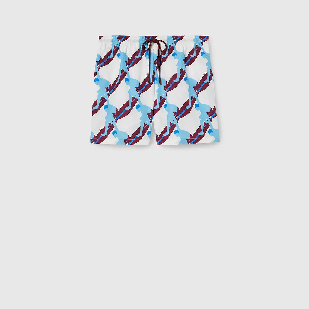 Printed Technical Poplin Swim Short