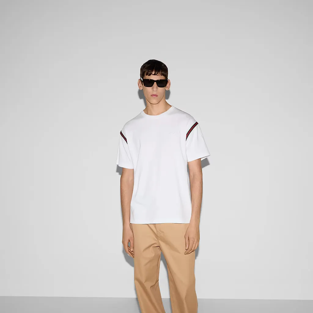 Cotton Jersey T-Shirt With Web
