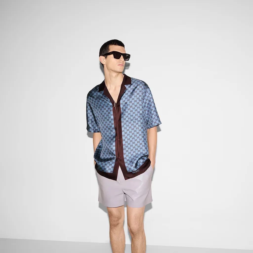 Regular Fit Printed Silk Twill Shirt