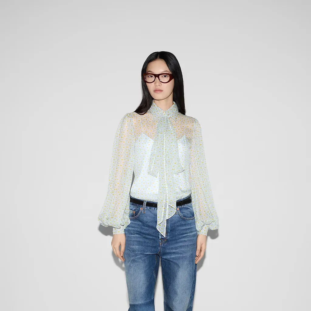 Printed Silk Chiffon Shirt