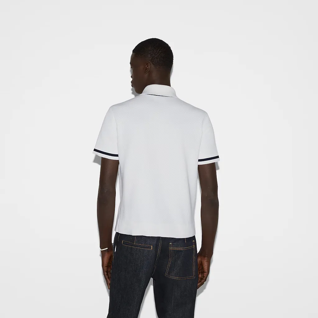 Knit Cotton Polo Shirt With Intarsia