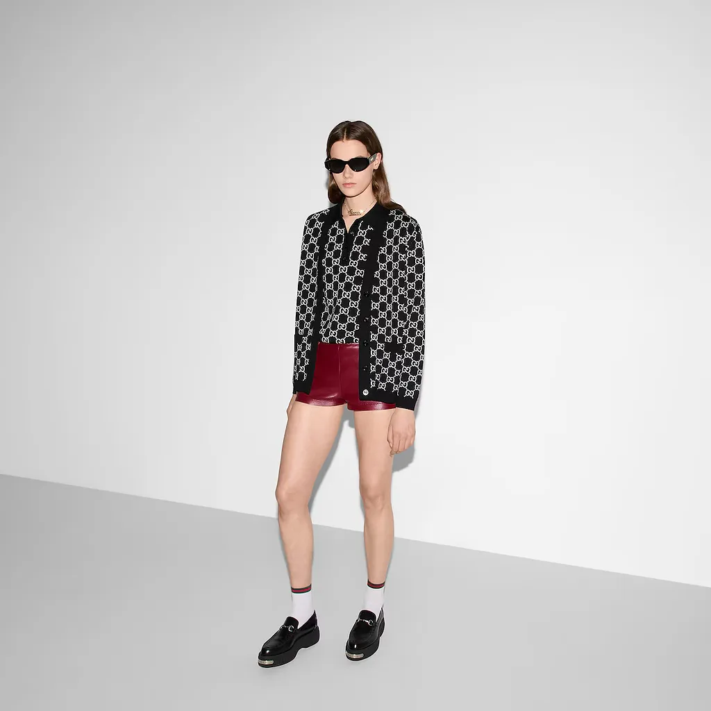 Reversible Gg Wool Jacquard Cardigan