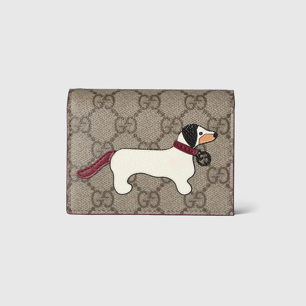 Gg Small Wallet With Dog Detail
