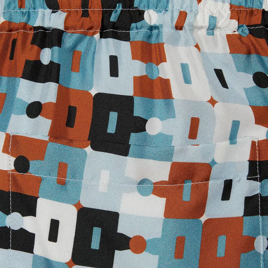 Printed Silk Twill Shorts