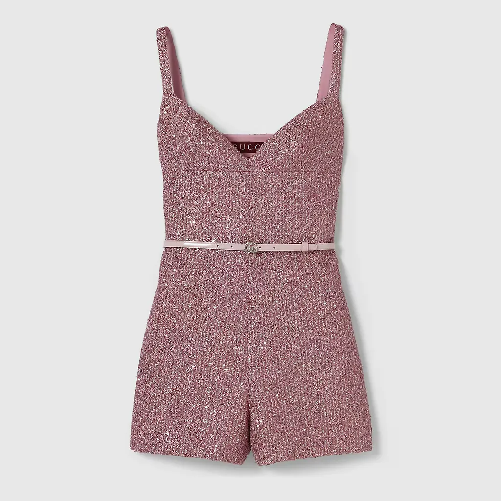 Sequined Lamé Tweed Jumpsuit