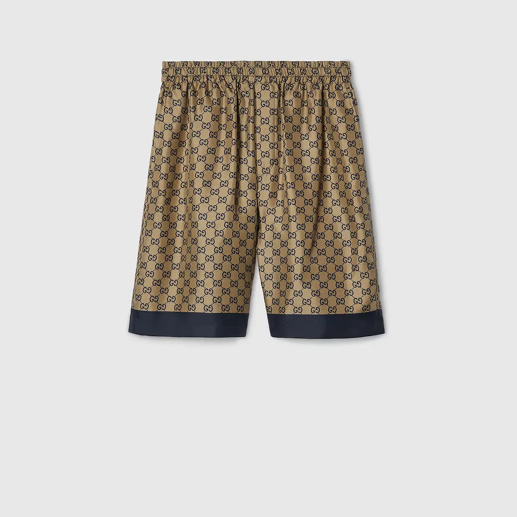 Printed Silk Twill Shorts