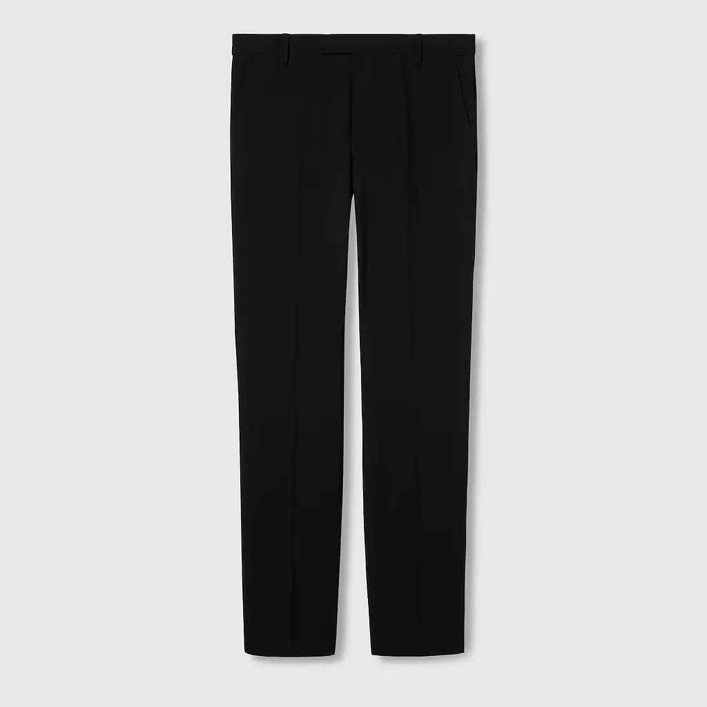 Embroidered Wool Gabardine Trouser