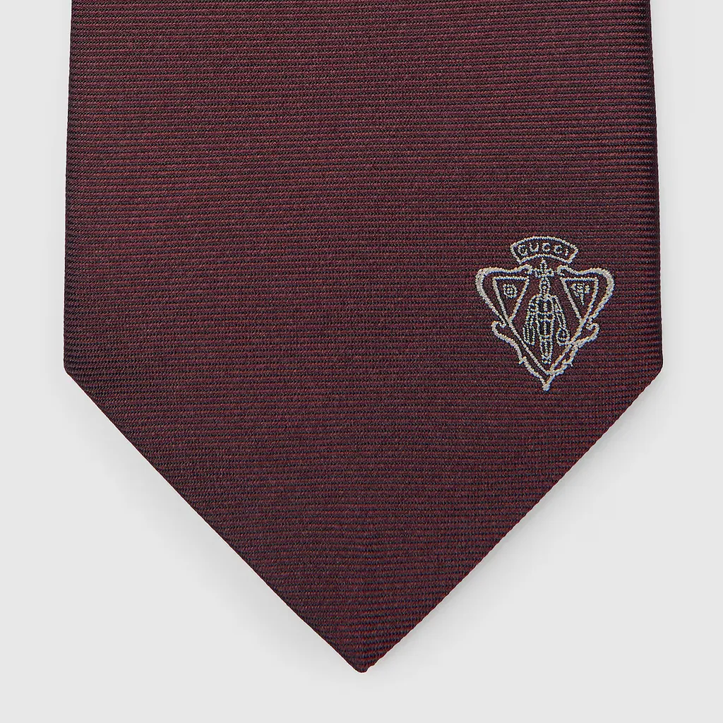 Silk Jacquard Tie With Gucci Crest
