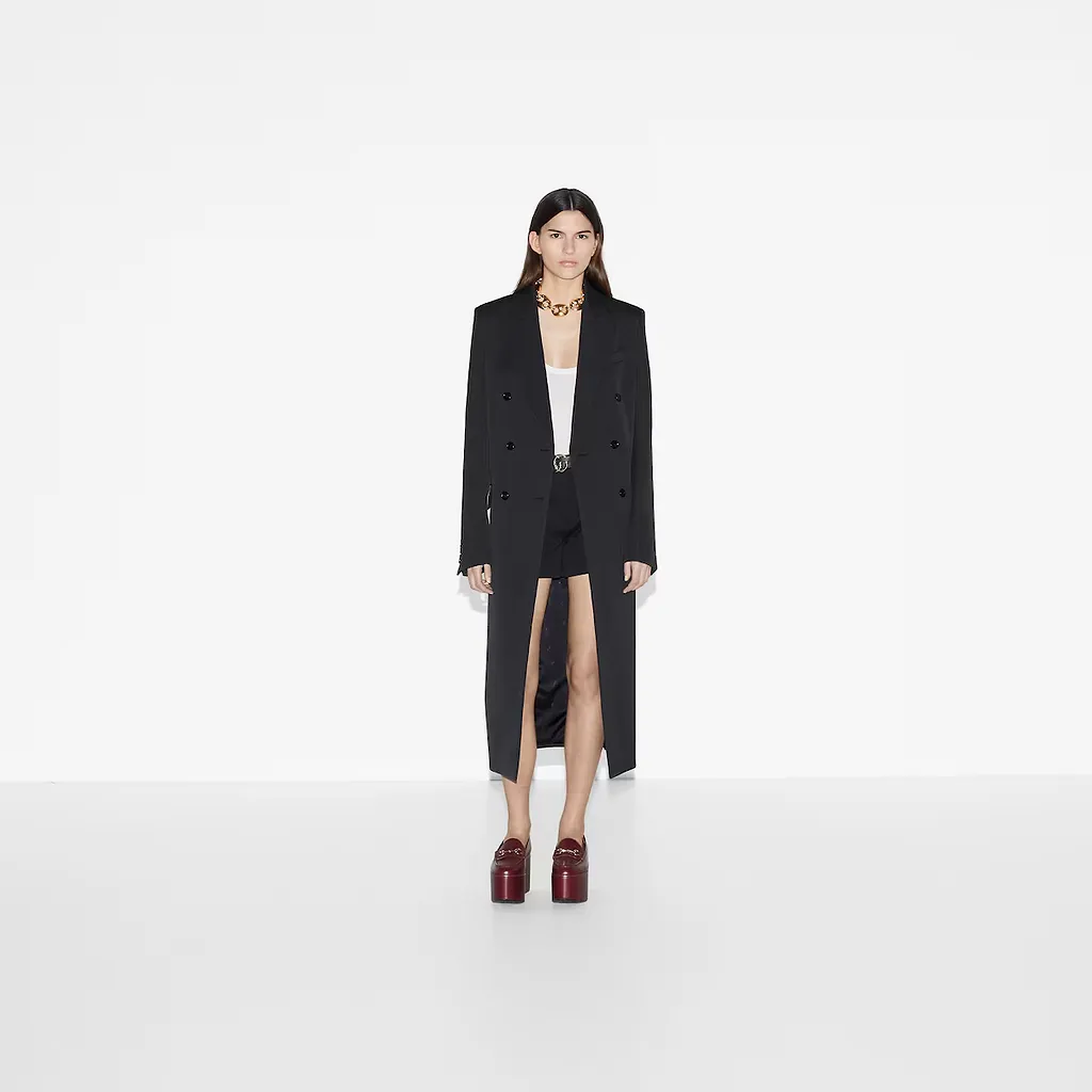 Double-Breasted Long Wool Coat