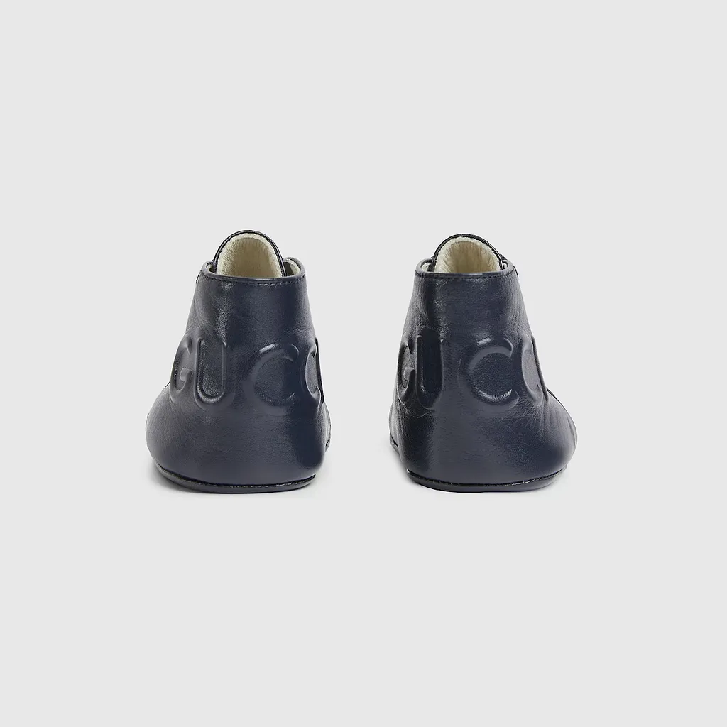 Baby Leather Boot With Gucci Logo