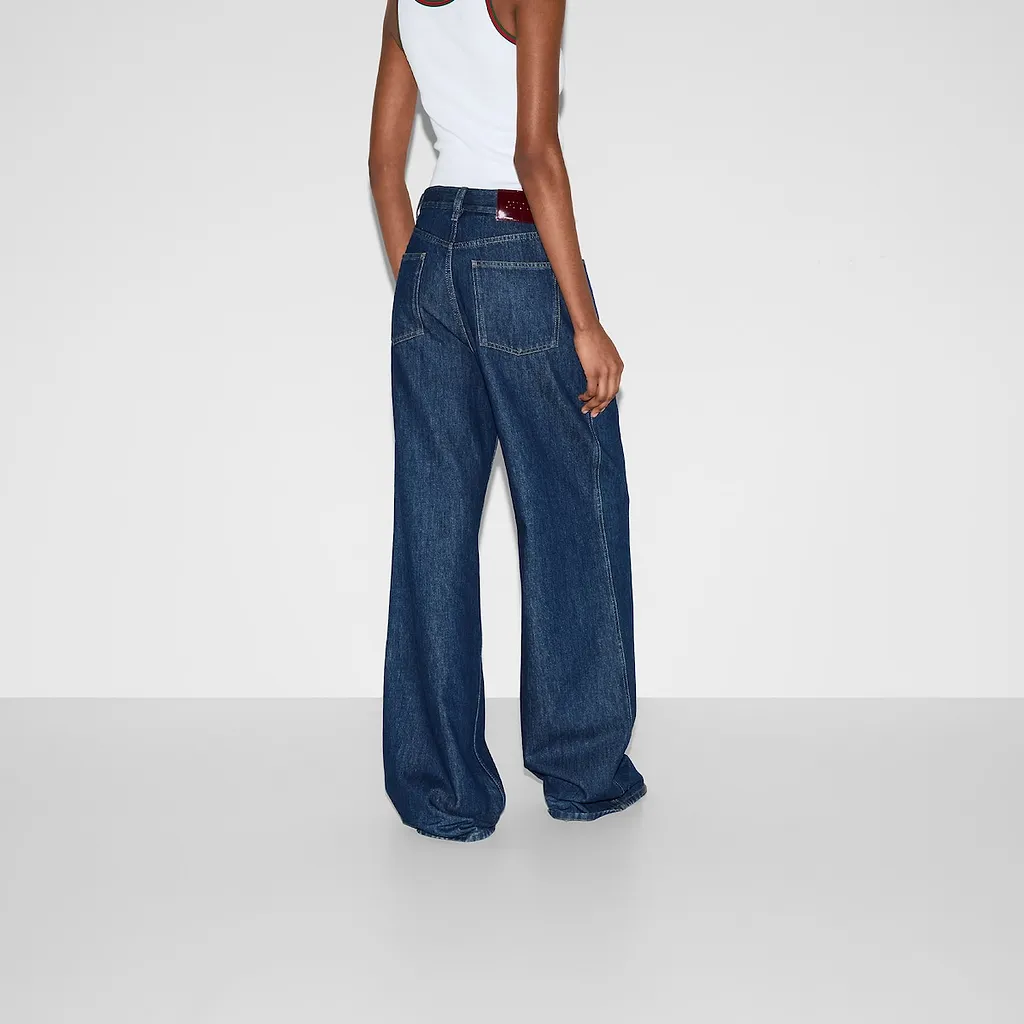 Wide Leg Denim Trousers