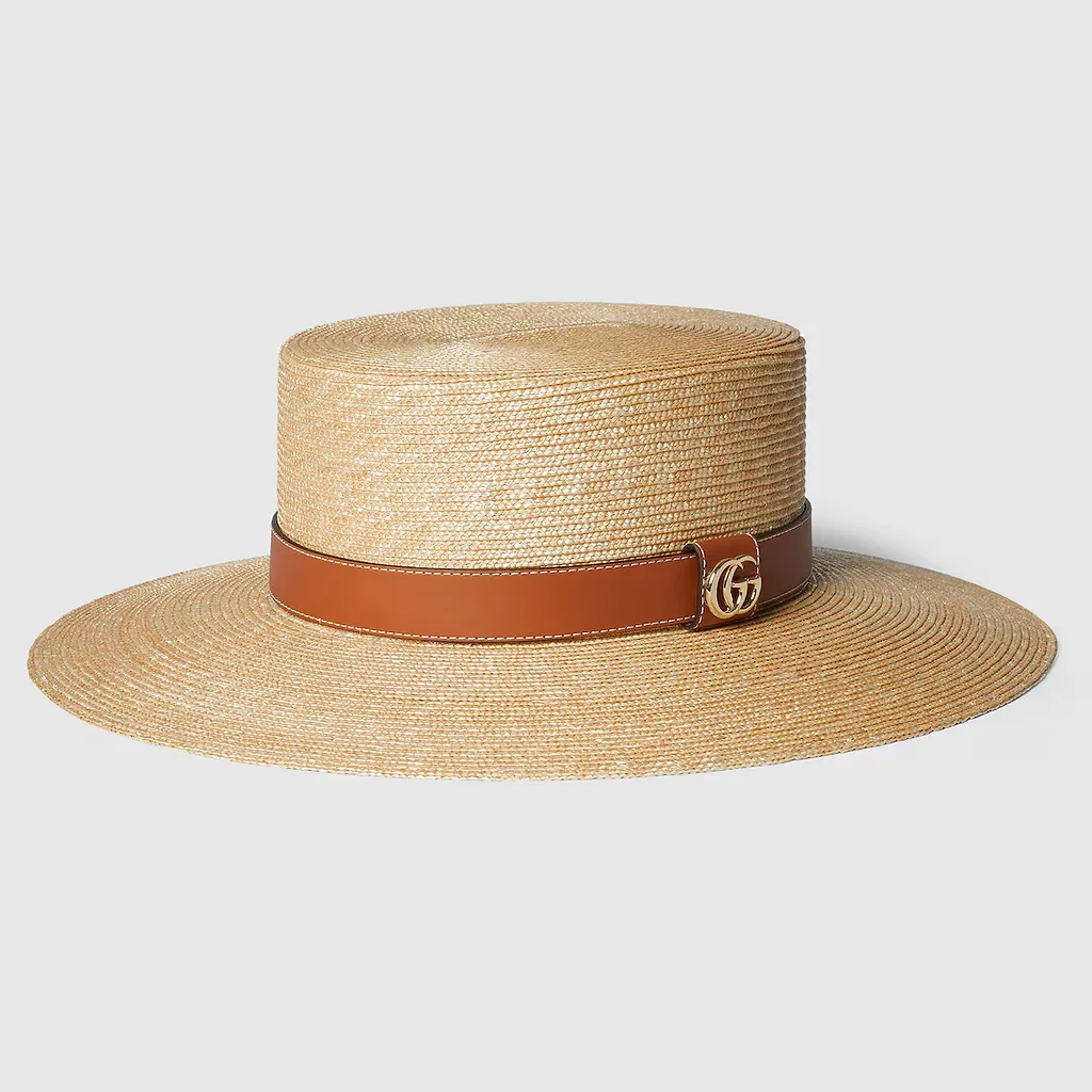 Straw Hat With Leather Detail