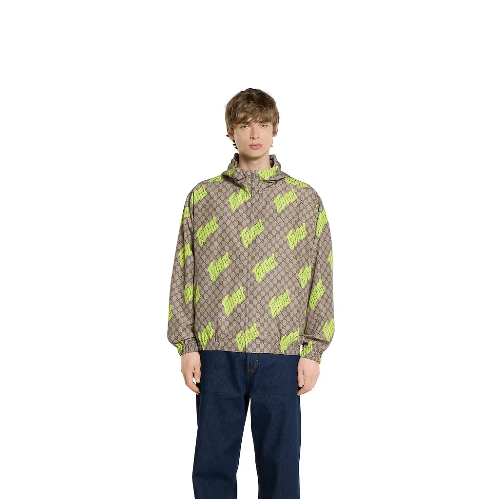 Printed Poplin Tech Zip Jacket