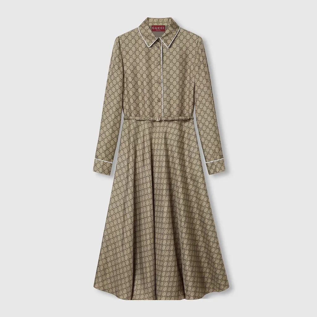 Gg Silk Twill Dress
