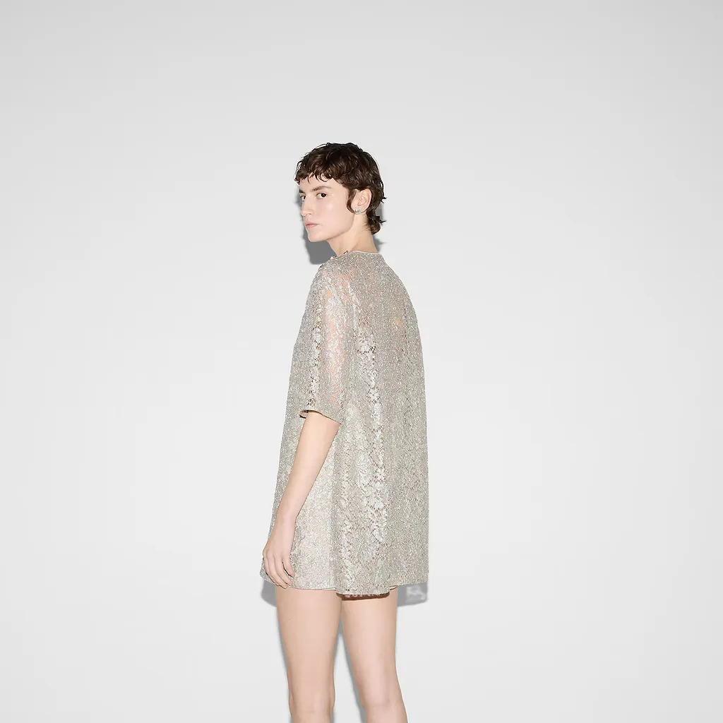 Floral Lace Lamé Top
