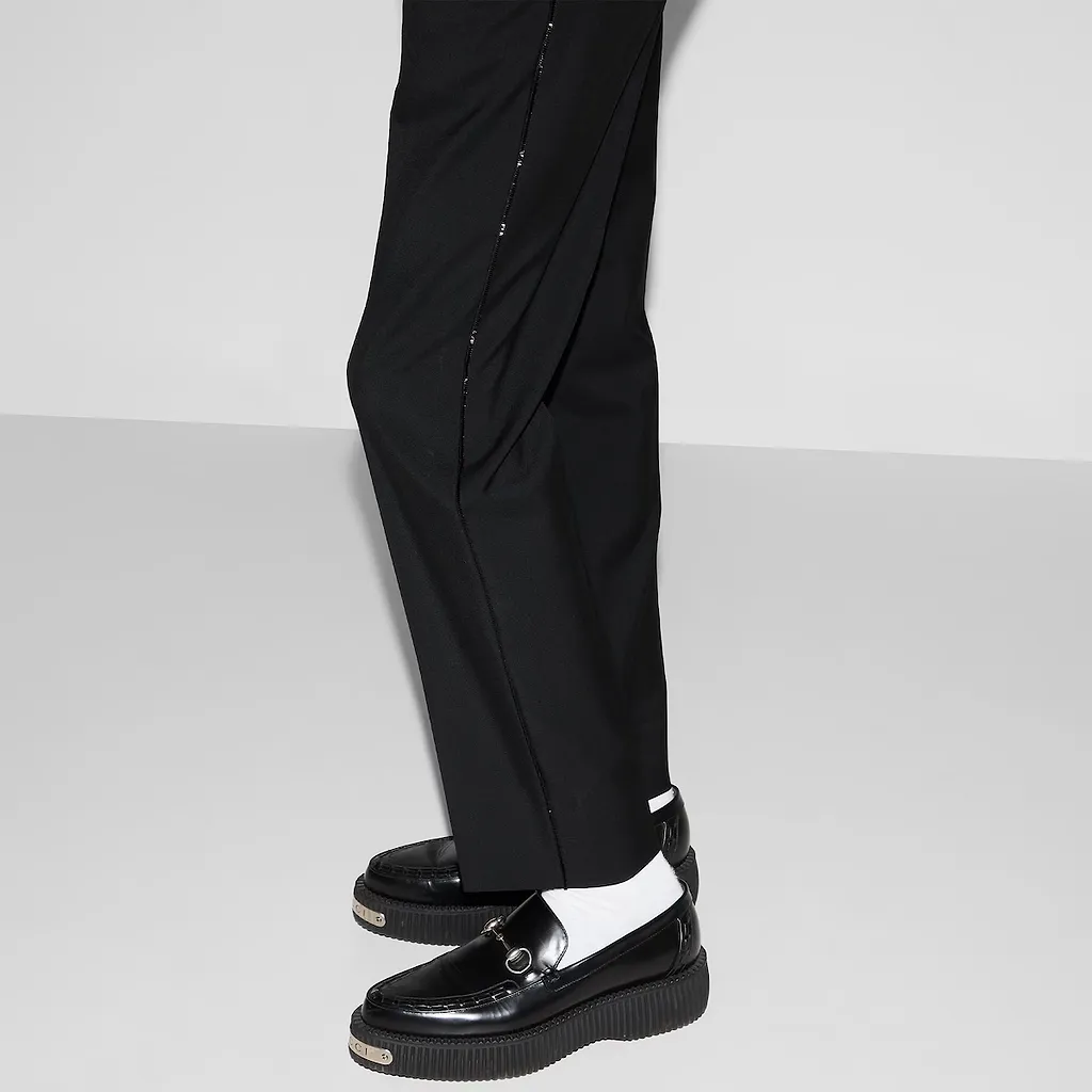 Embroidered Wool Gabardine Trouser