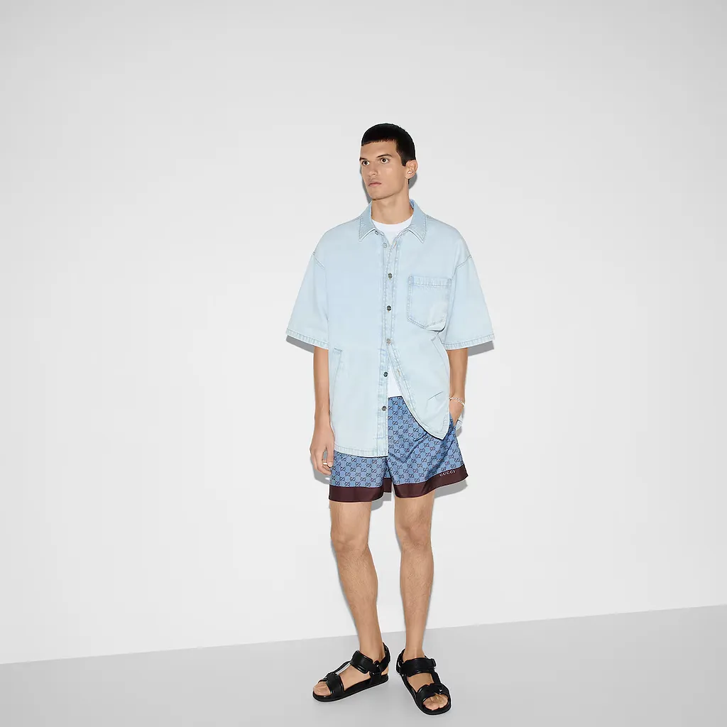 Printed Poplin Tech Swim Shorts