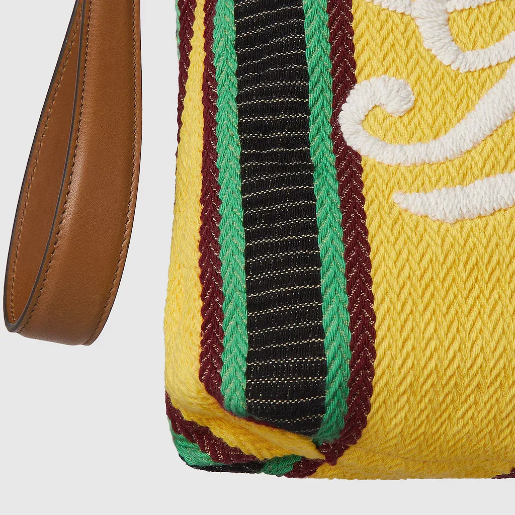 Large Embroidered Canvas Pouch