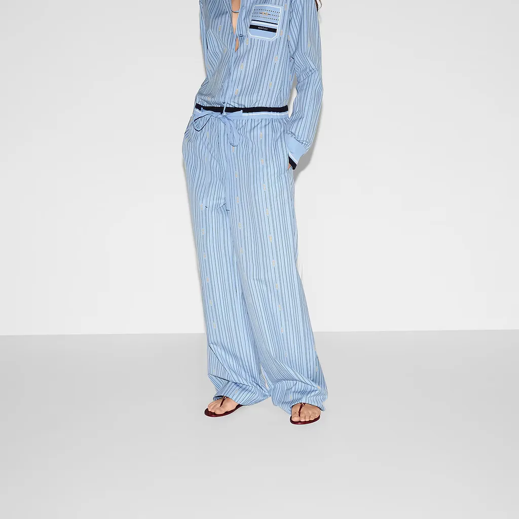 Printed Cotton Poplin Trousers