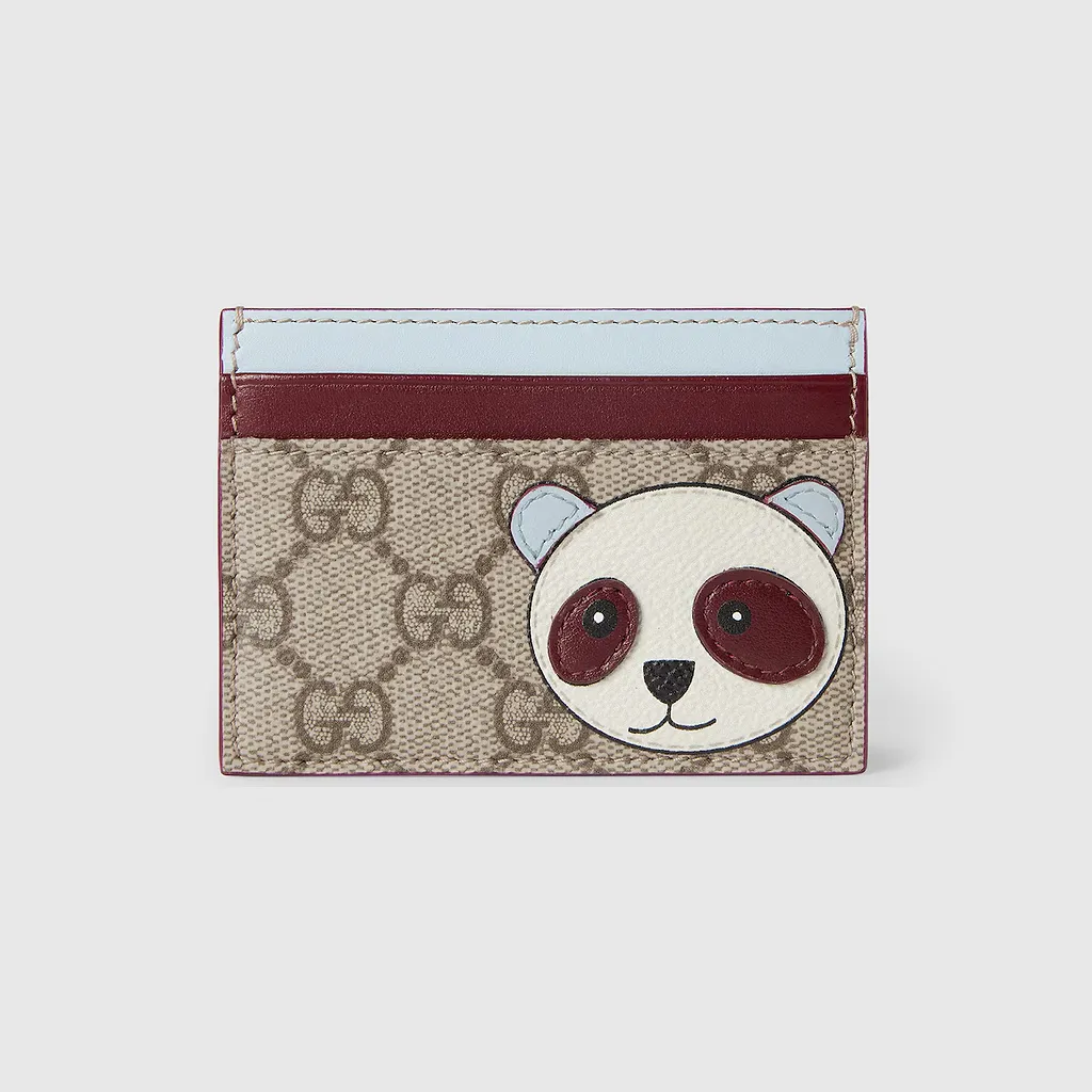 Bi-Color Gg Card Case With Panda Detail