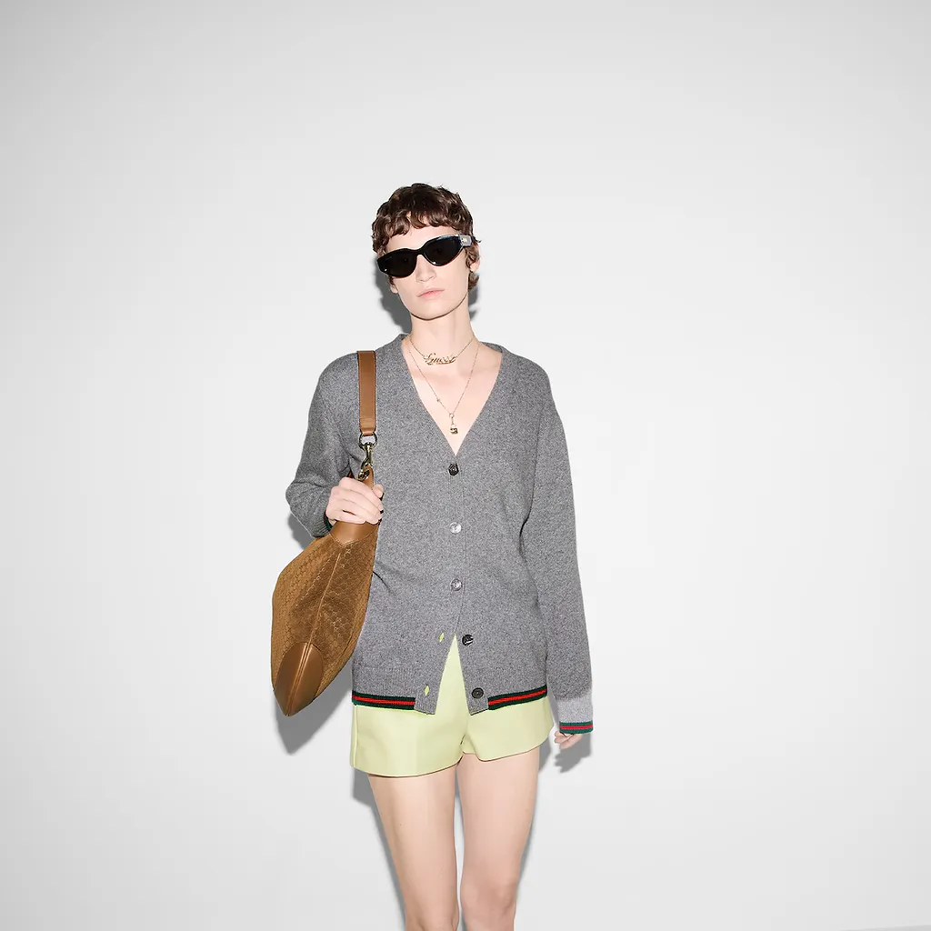 Wool And Cashmere Cardigan With Web