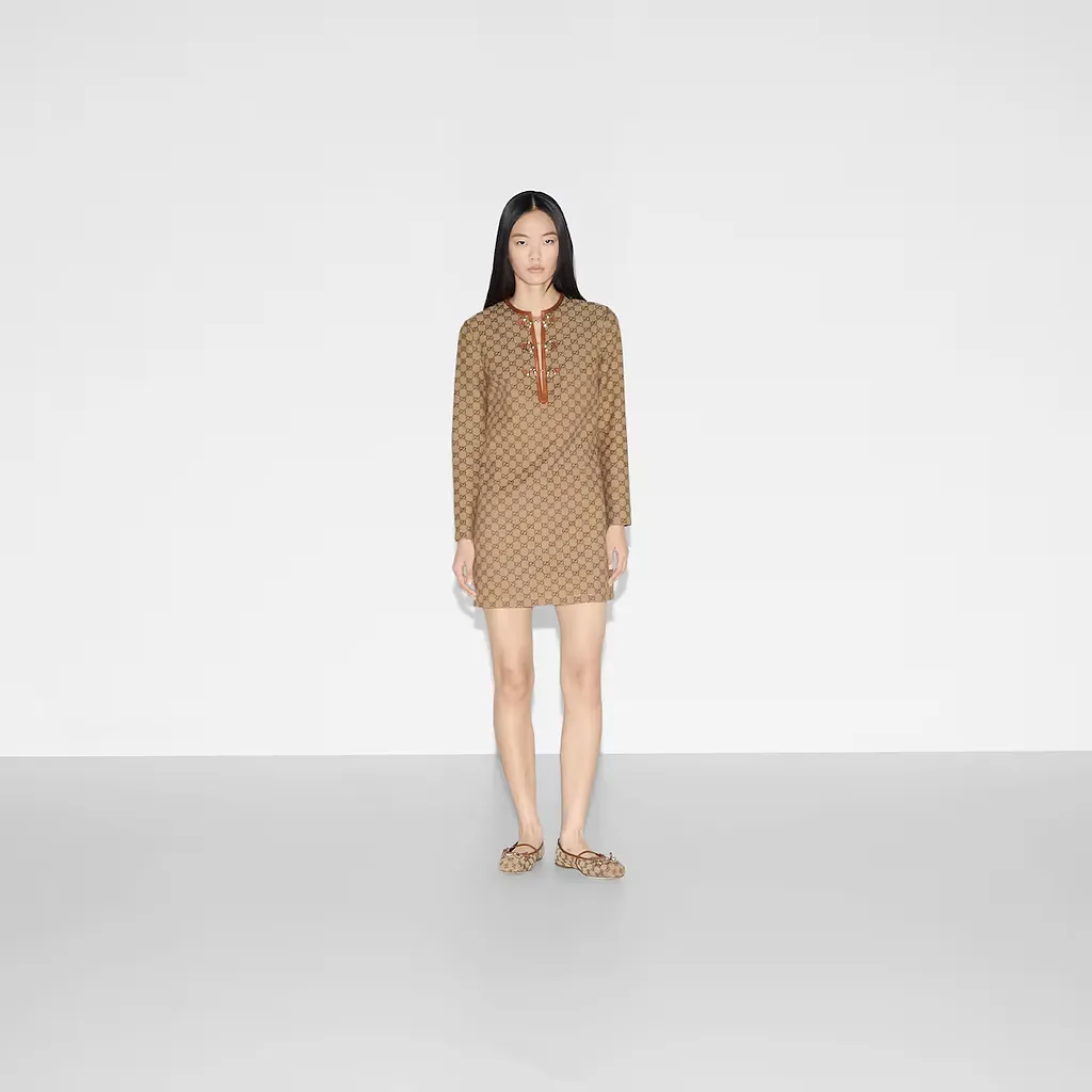 Gg Canvas Dress With Horsebit