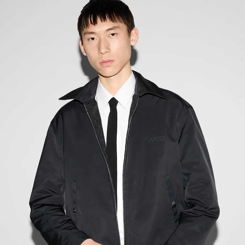 Reversible Nylon And Gg Canvas Jacket