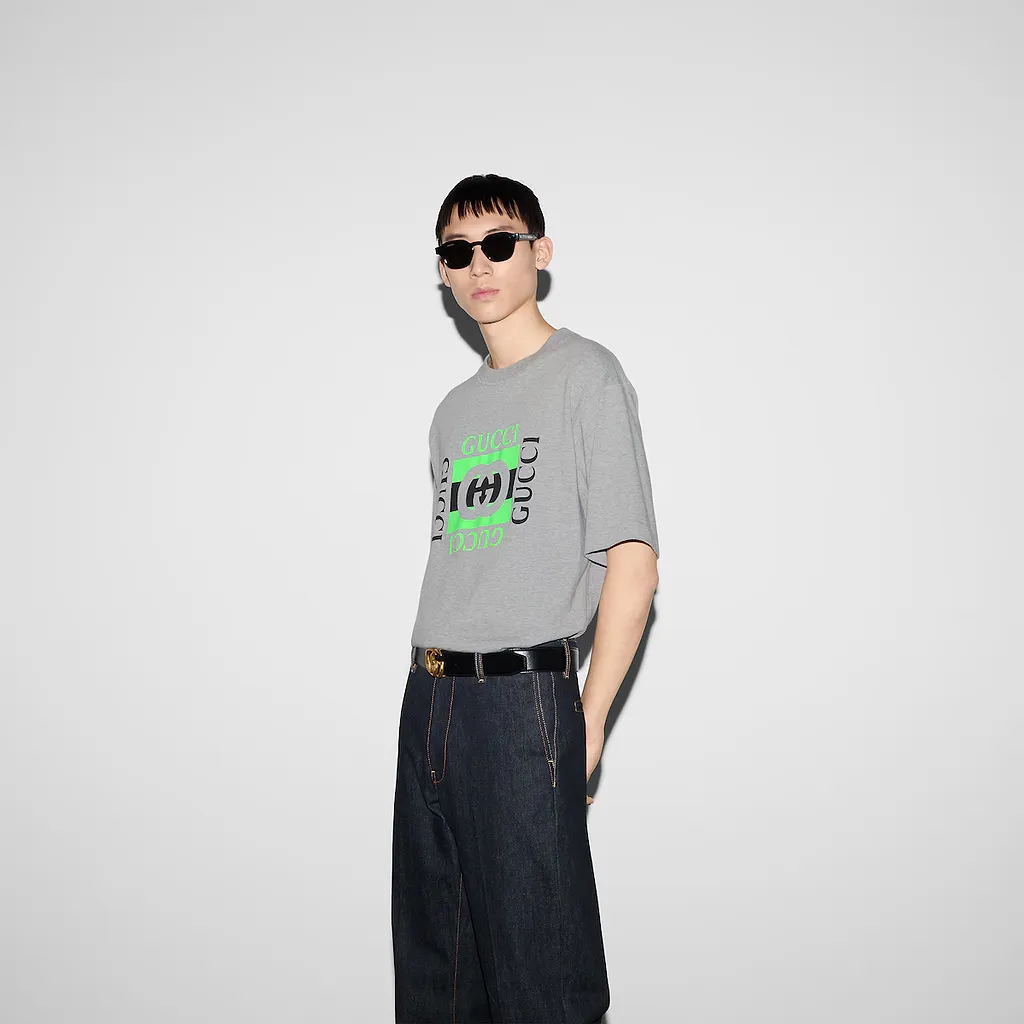 Cotton Jersey T-Shirt With Gucci Print