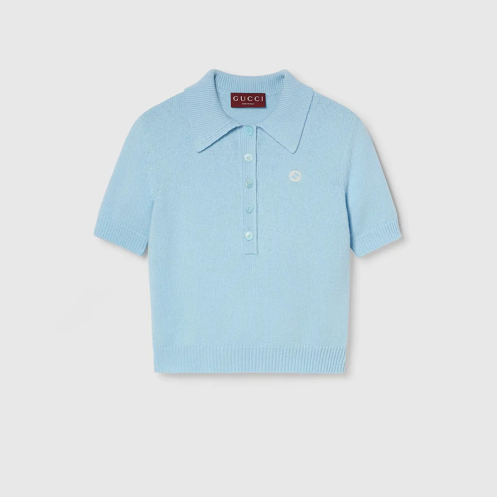 Wool Cashmere Polo Top