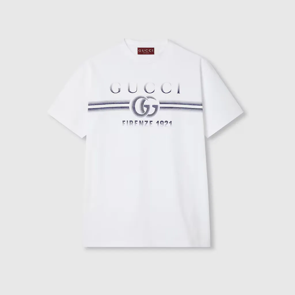 Cotton Jersey T-Shirt With Gucci Print