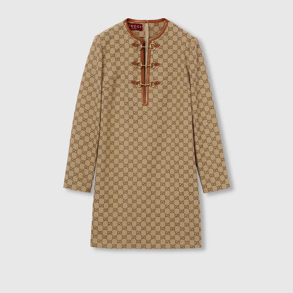 Gg Canvas Dress With Horsebit