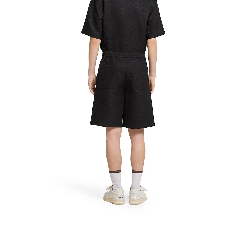 Gg Canvas Linen Blend Shorts