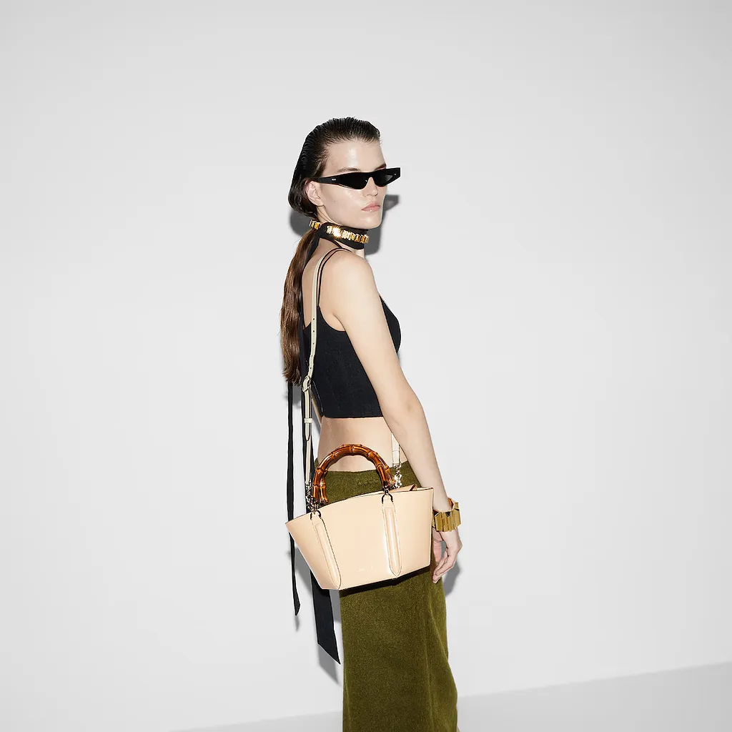 Small Bamboo Top Handle Tote Bag