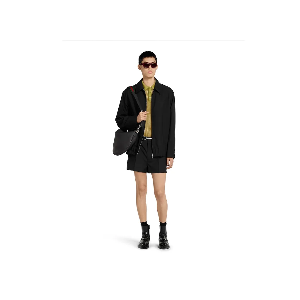 Embossed Wool Twill Zip Jacket