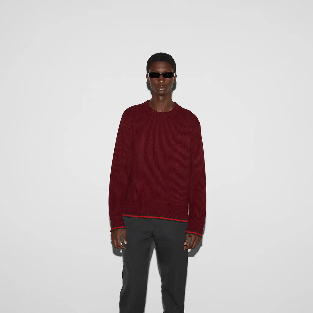 Wool Cashmere Rib Knit Sweater