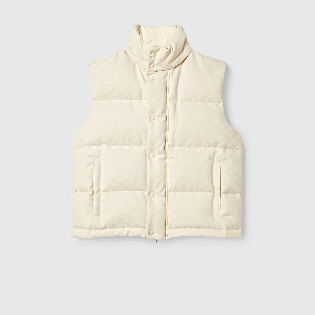 Gg Cotton Blend Canvas Puffer Vest