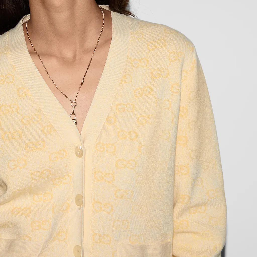 Fine Cotton Gg Jacquard Cardigan
