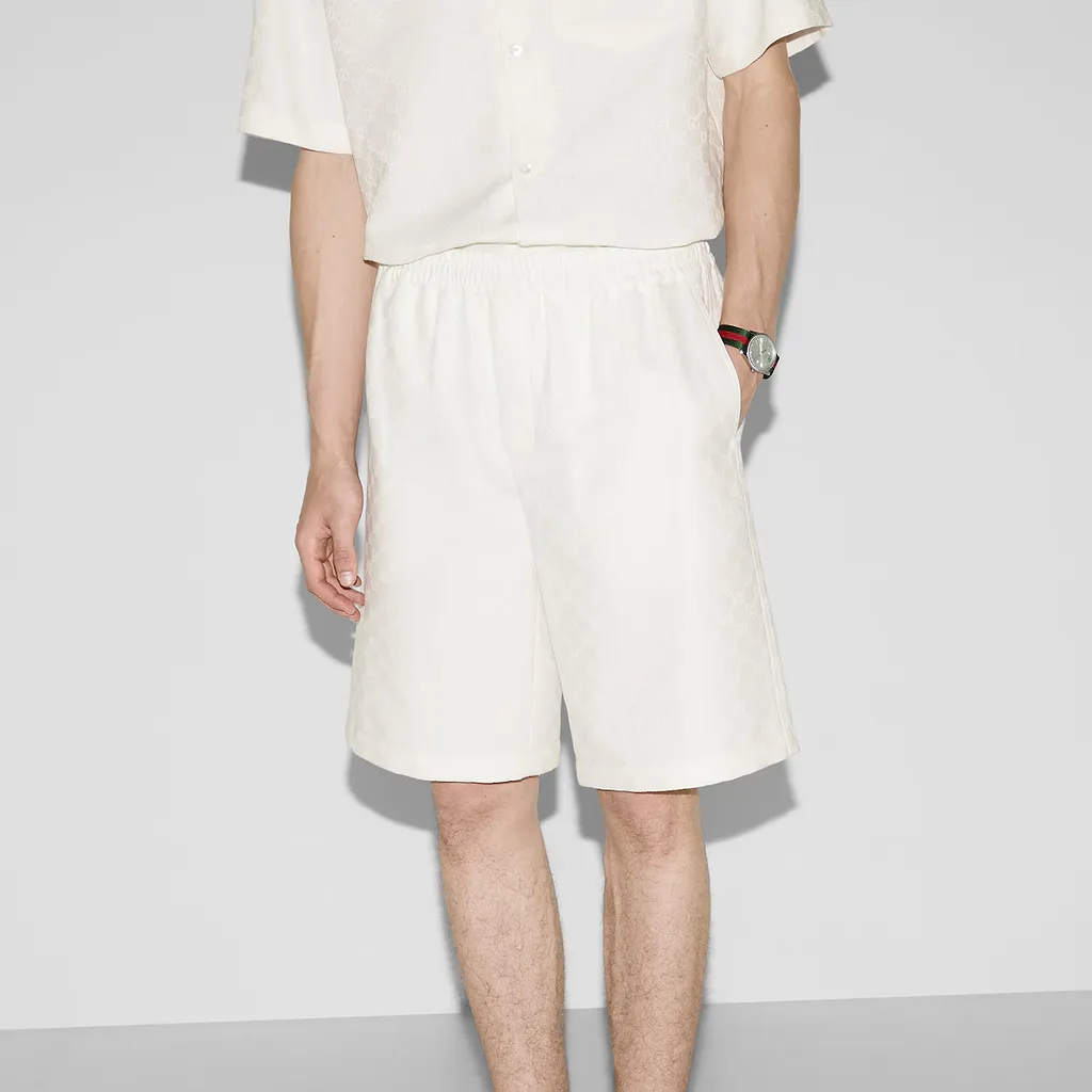 Linen Blend Gg Canvas Shorts