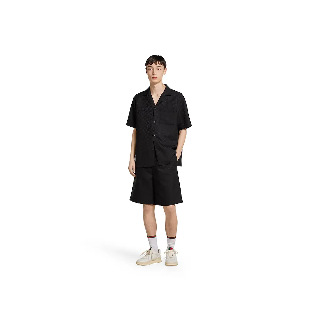 Gg Canvas Linen Blend Shorts