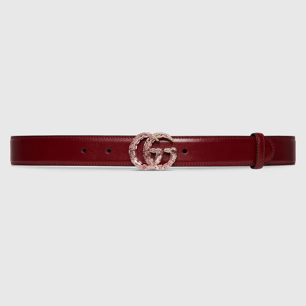 Gg Marmont Thin Belt With Crystals