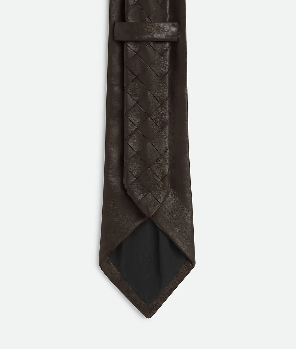 Intrecciato Leather Tie