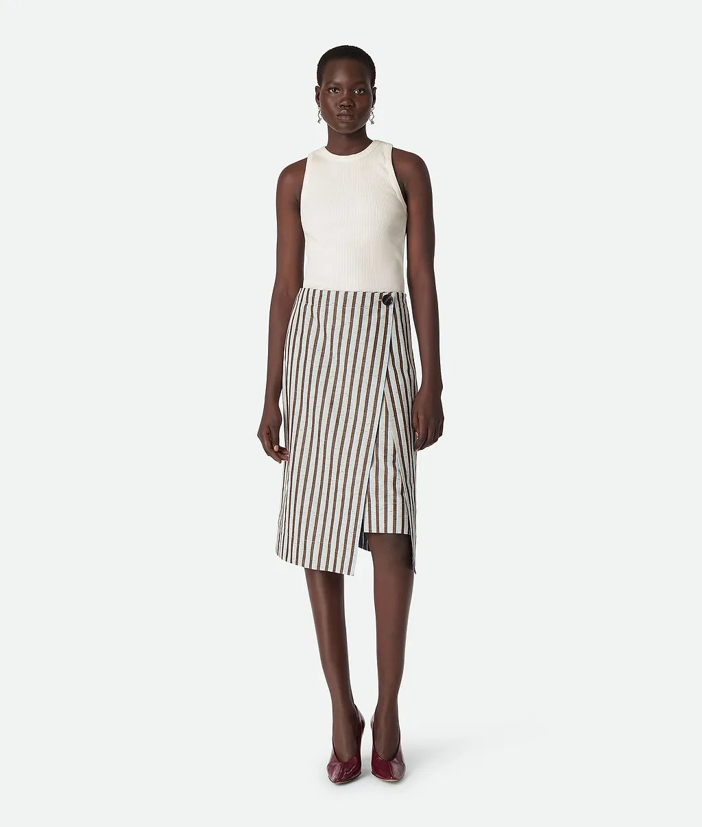 Cotton And Linen Stripe Skirt