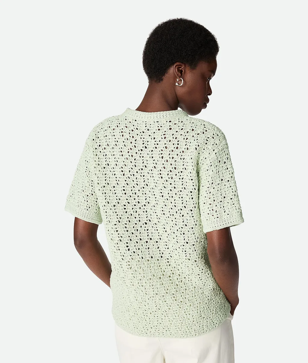 Cotton Crochet Knit T-Shirt