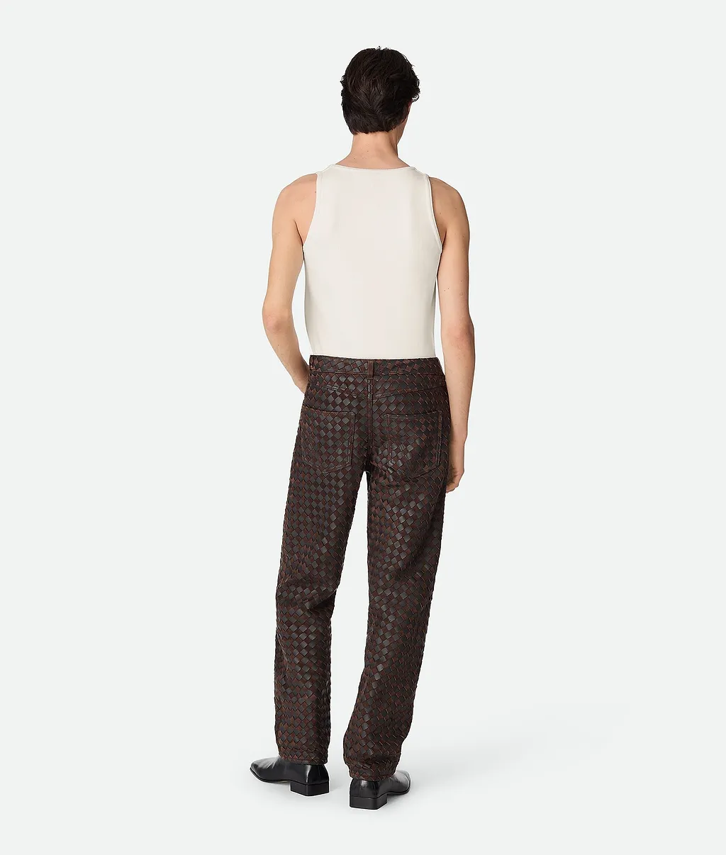 Intrecciato Leather And Suede Straight Pants