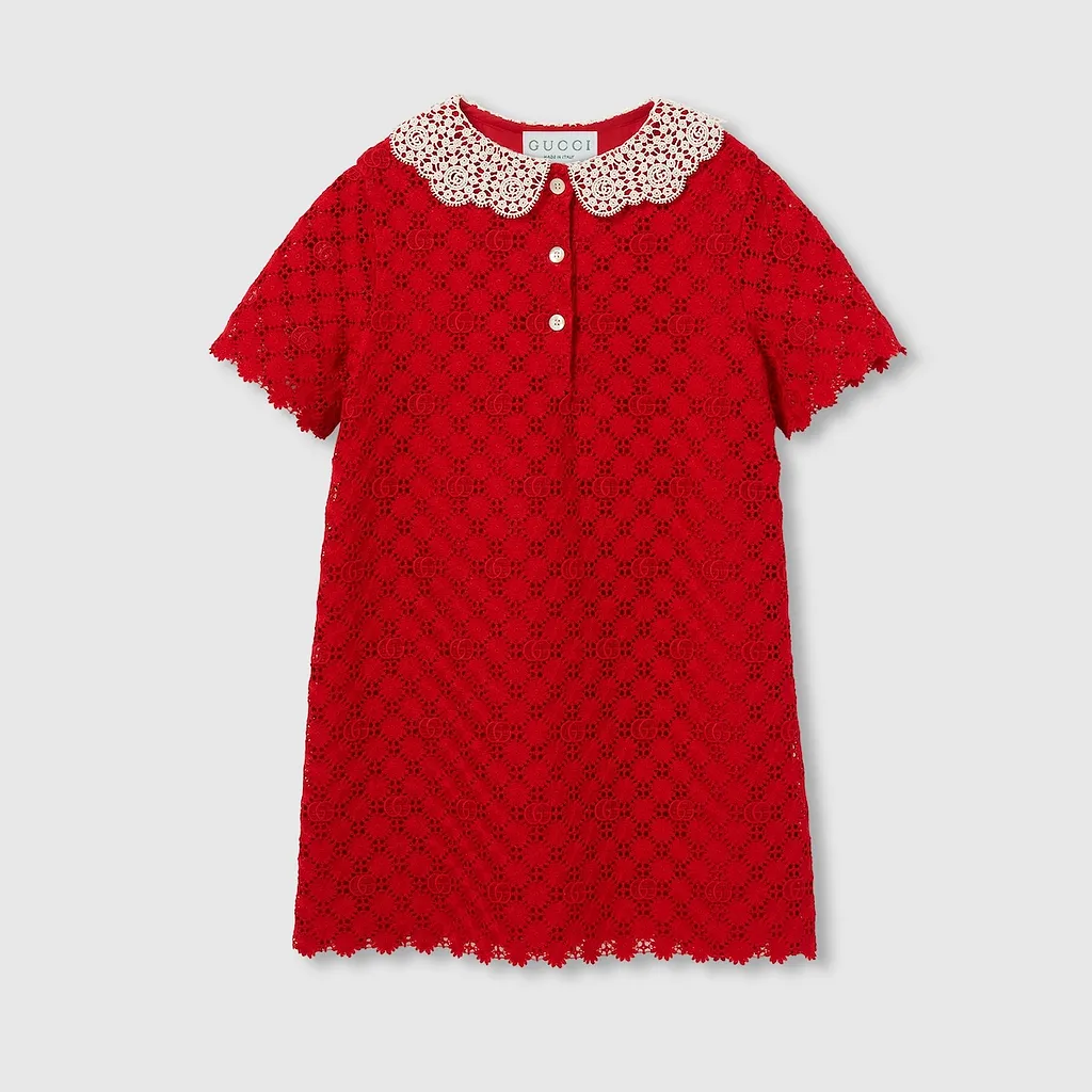 Children's Double G Floral Lace Dress