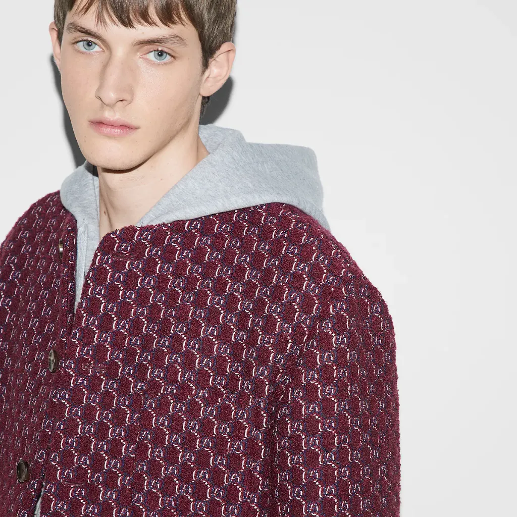 Bouclé Wool Jacquard Jacket With Gg Shadow