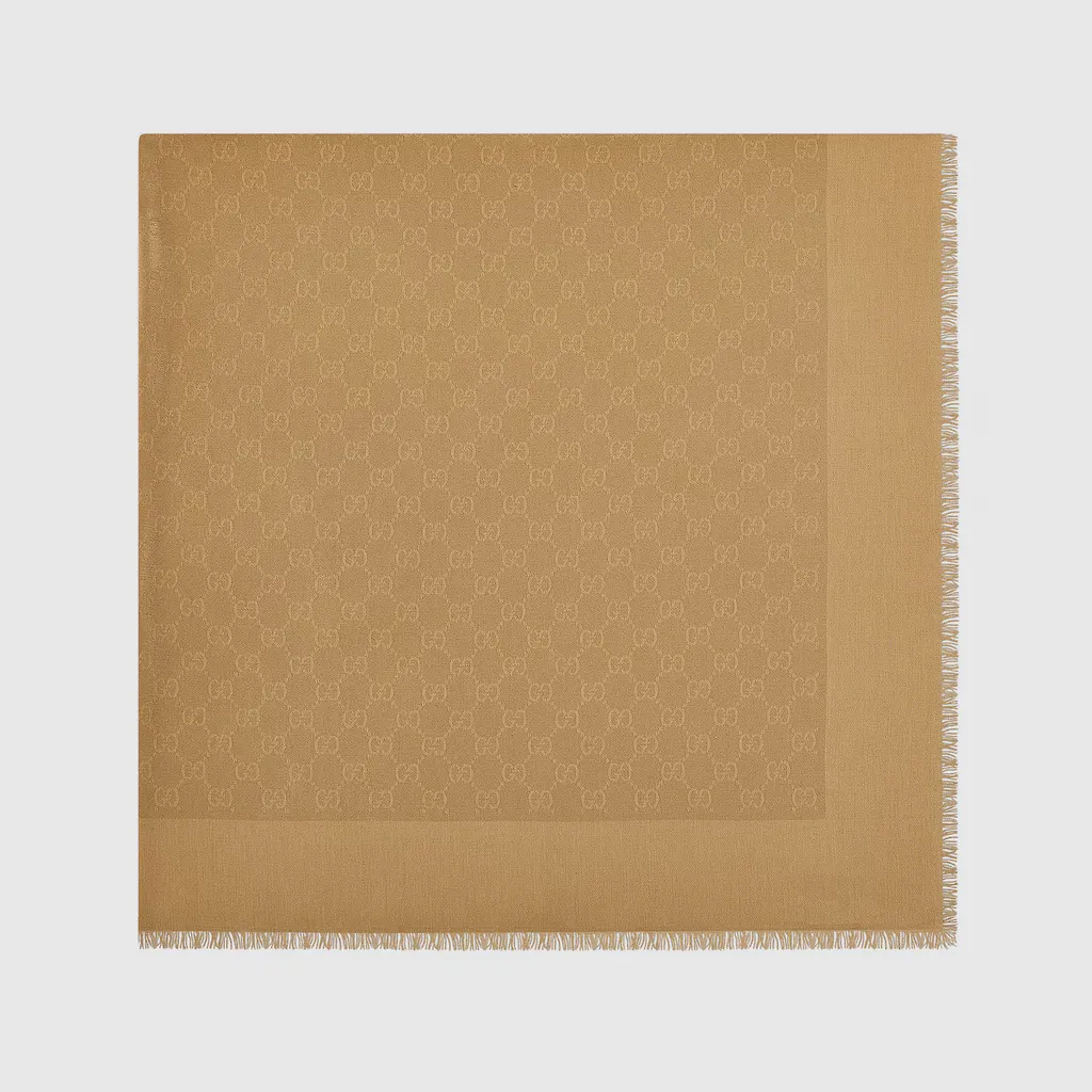 Gg Silk Cotton Jacquard Shawl