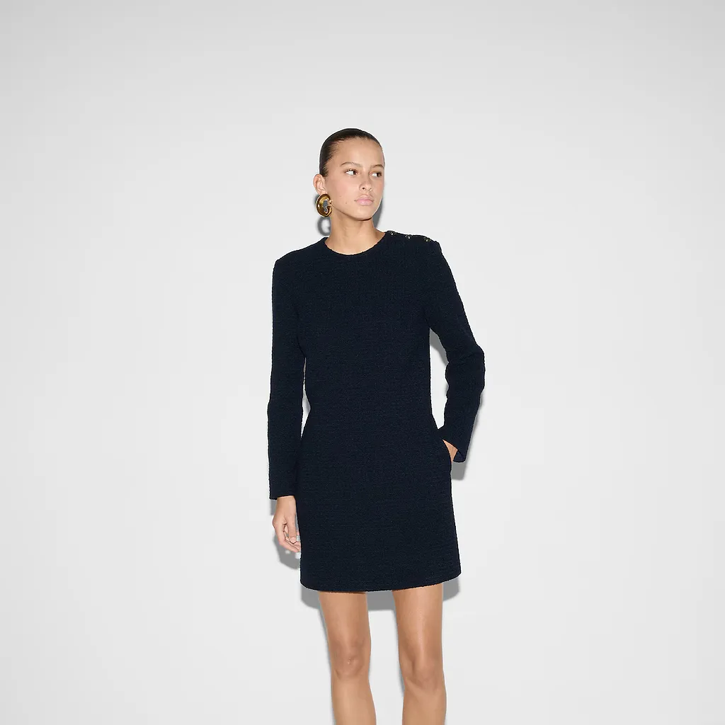 Checked Bouclé Wool Dress
