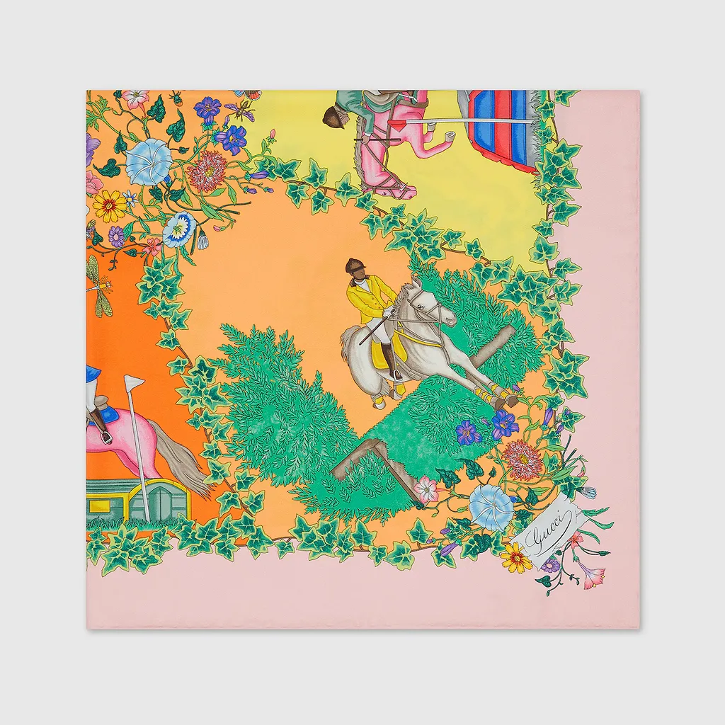 Allover Floral Print Silk Carré